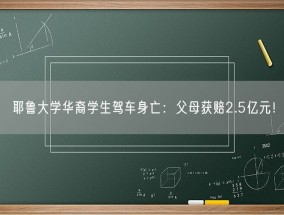 耶鲁大学华裔学生驾车身亡：父母获赔2.5亿元！