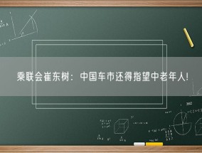 乘联会崔东树：中国车市还得指望中老年人!